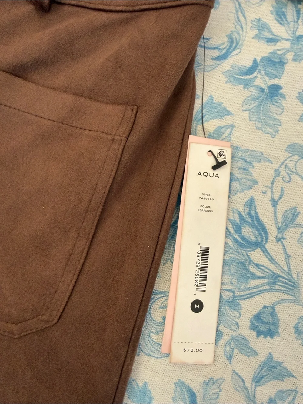 NWT AQUA Faux Suede Pants Espresso Medium